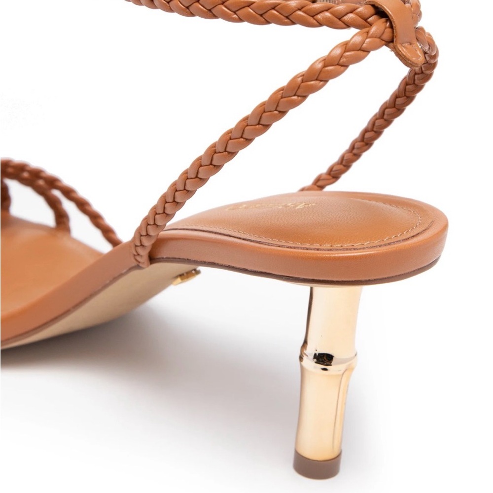 Arezzo Braided Strap Mid Heel Sandals in Tan - Picture 4 of 5